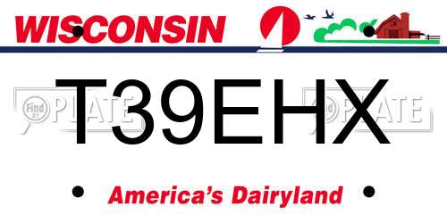 T39EHX Wisconsin License Plate