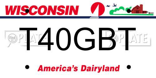 T40GBT Wisconsin License Plate