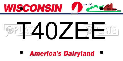 T40ZEE Wisconsin License Plate