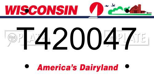 T420047 Wisconsin License Plate