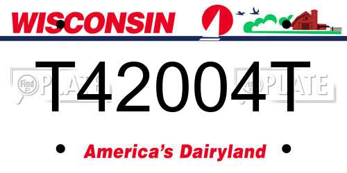 T42004T Wisconsin License Plate