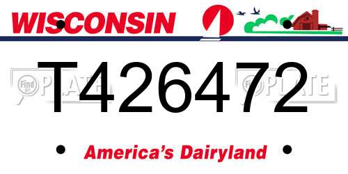 T426472 Wisconsin License Plate