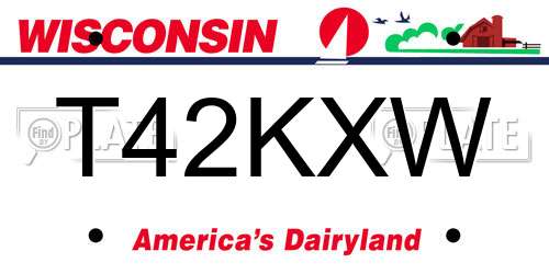 T42KXW Wisconsin License Plate
