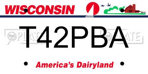 T42PBA Wisconsin License Plate