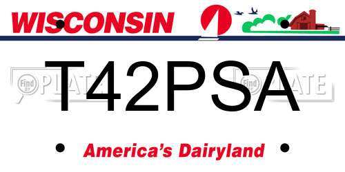 T42PSA Wisconsin License Plate