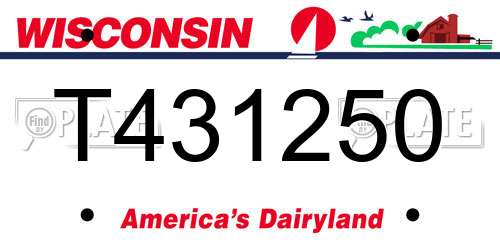 T431250 Wisconsin License Plate