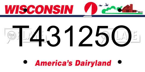 T43125O Wisconsin License Plate