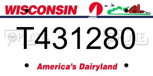 T431280 Wisconsin License Plate