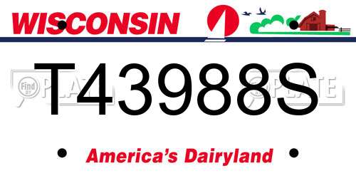 T43988S Wisconsin License Plate