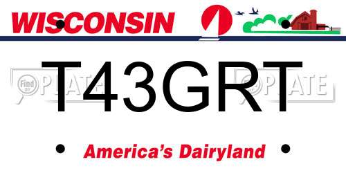 T43GRT Wisconsin License Plate