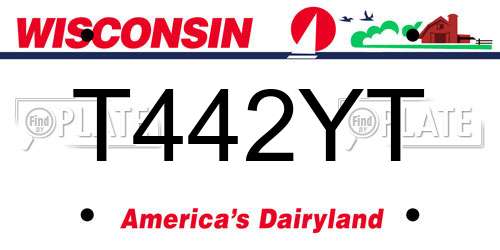 T442YT Wisconsin License Plate