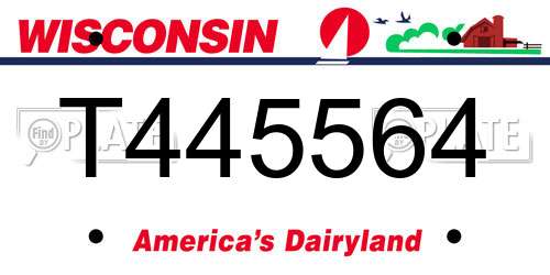T445564 Wisconsin License Plate