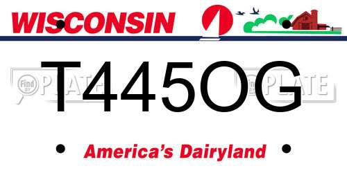 T445OG Wisconsin License Plate