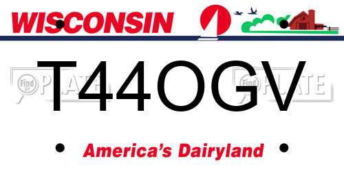 T44OGV Wisconsin License Plate