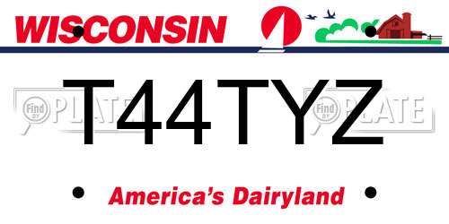 T44TYZ Wisconsin License Plate