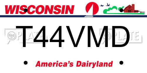 T44VMD Wisconsin License Plate