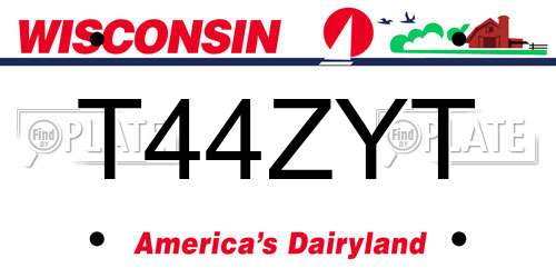 T44ZYT Wisconsin License Plate