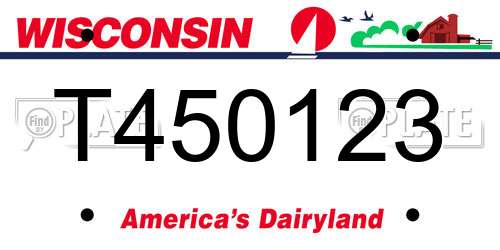 T450123 Wisconsin License Plate