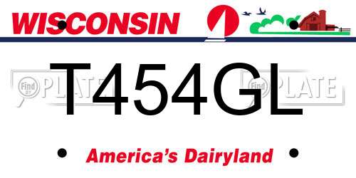 T454GL Wisconsin License Plate