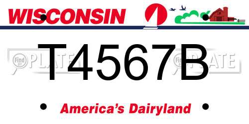 T4567B Wisconsin License Plate
