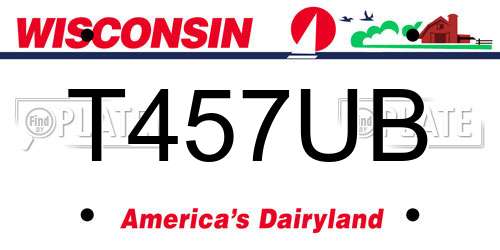 T457UB Wisconsin License Plate