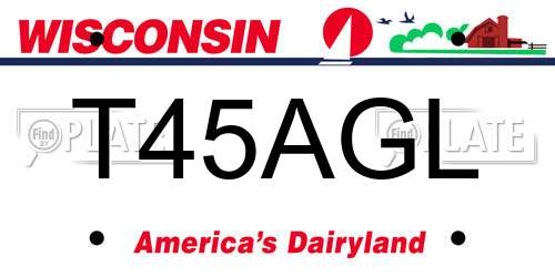 T45AGL Wisconsin License Plate