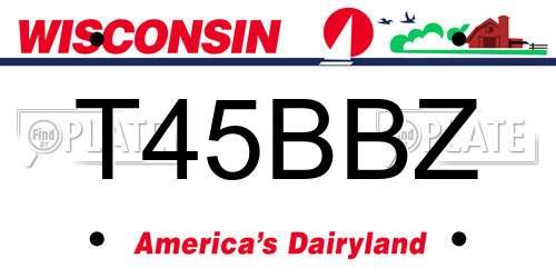 T45BBZ Wisconsin License Plate