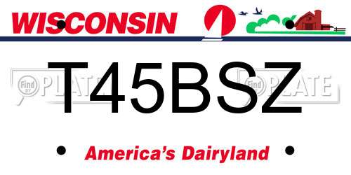T45BSZ Wisconsin License Plate