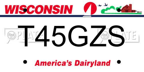 T45GZS Wisconsin License Plate