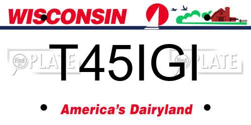 T45IGI Wisconsin License Plate
