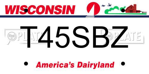 T45SBZ Wisconsin License Plate