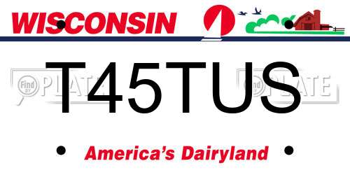 T45TUS Wisconsin License Plate