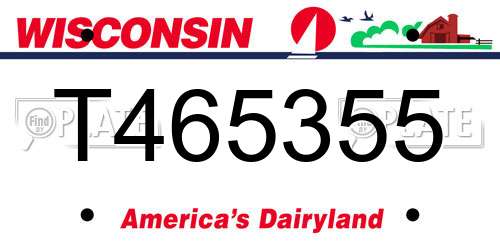 T465355 Wisconsin License Plate
