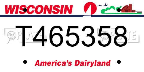 T465358 Wisconsin License Plate