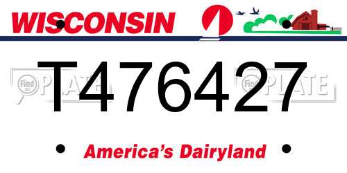 T476427 Wisconsin License Plate