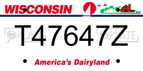 T47647Z Wisconsin License Plate