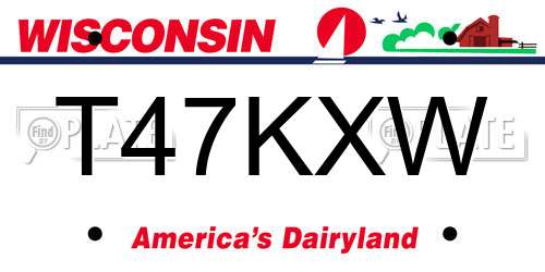 T47KXW Wisconsin License Plate