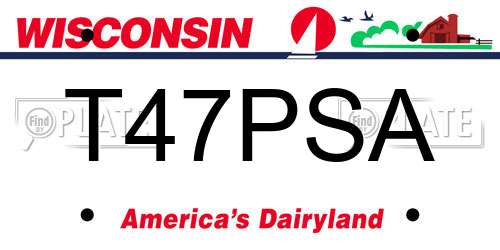 T47PSA Wisconsin License Plate