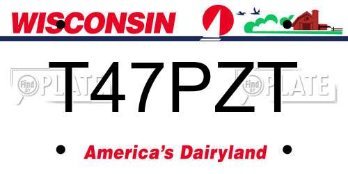 T47PZT Wisconsin License Plate