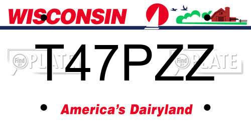 T47PZZ Wisconsin License Plate