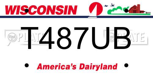 T487UB Wisconsin License Plate