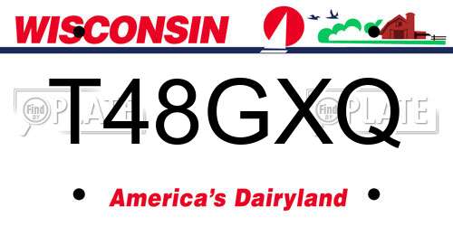 T48GXQ Wisconsin License Plate