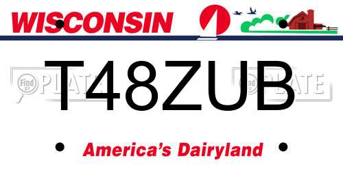 T48ZUB Wisconsin License Plate