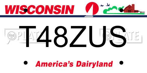 T48ZUS Wisconsin License Plate