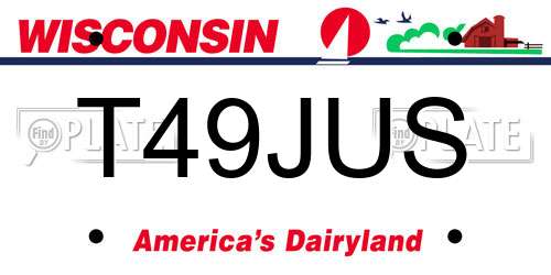 T49JUS Wisconsin License Plate