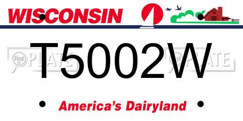T5002W Wisconsin License Plate