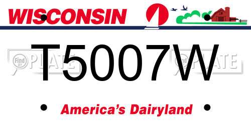 T5007W Wisconsin License Plate