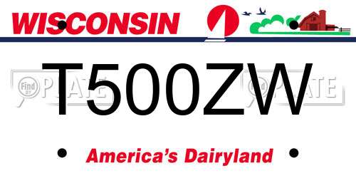 T500ZW Wisconsin License Plate