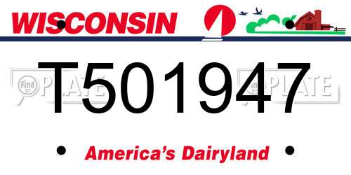 T501947 Wisconsin License Plate