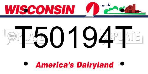 T50194T Wisconsin License Plate